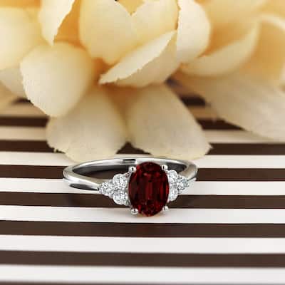 Auriya 1 1/10ct Oval Garnet and Diamond Engagement Ring 1/4ctw 14k Gold