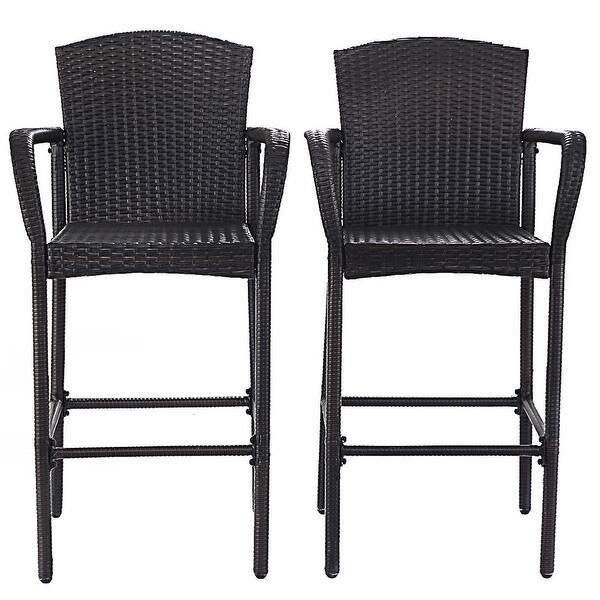 Shop Costway 2pcs Rattan Bar Stool Dining High Counter Portable