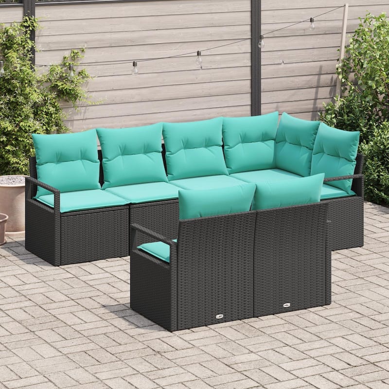 7-Piece Outdoor Sectional Sofa Set with Cushions - 91.3×48×27.2