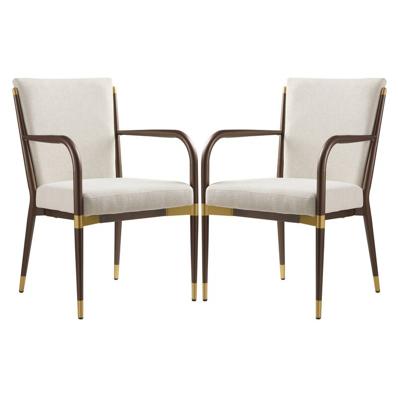 Christopher Knight Home - Modern Upholstered Metal Base Dining Armchair with Solid Back (Set of 2)
