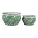 preview thumbnail 22 of 80, Decorative Floral Ceramic Chinoiserie Round Planter - Set of 2