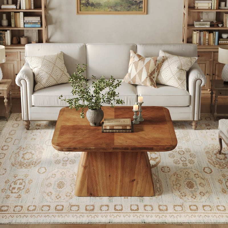 Solid Wood Square Coffee Table, Living Room Center Cocktail Accent Table