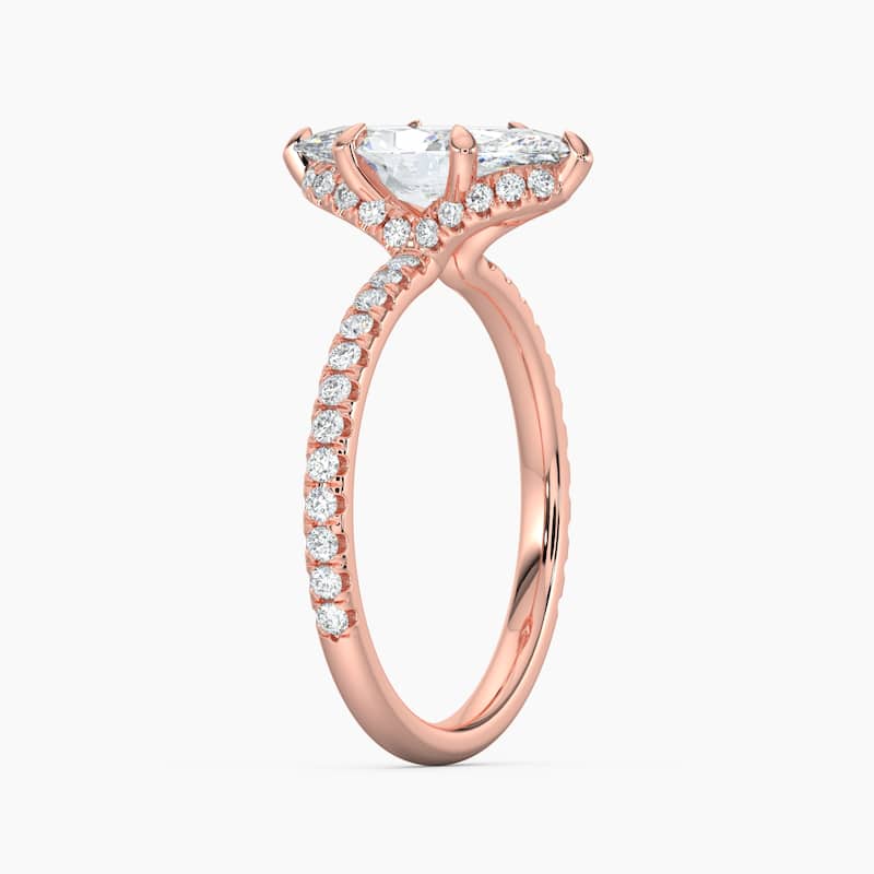 Auriya 14k Gold Marquise Lab Grown Unique Loop Diamond Halo Engagement Ring 1.00 to 5.00 ct. tw. (F-G, VS)