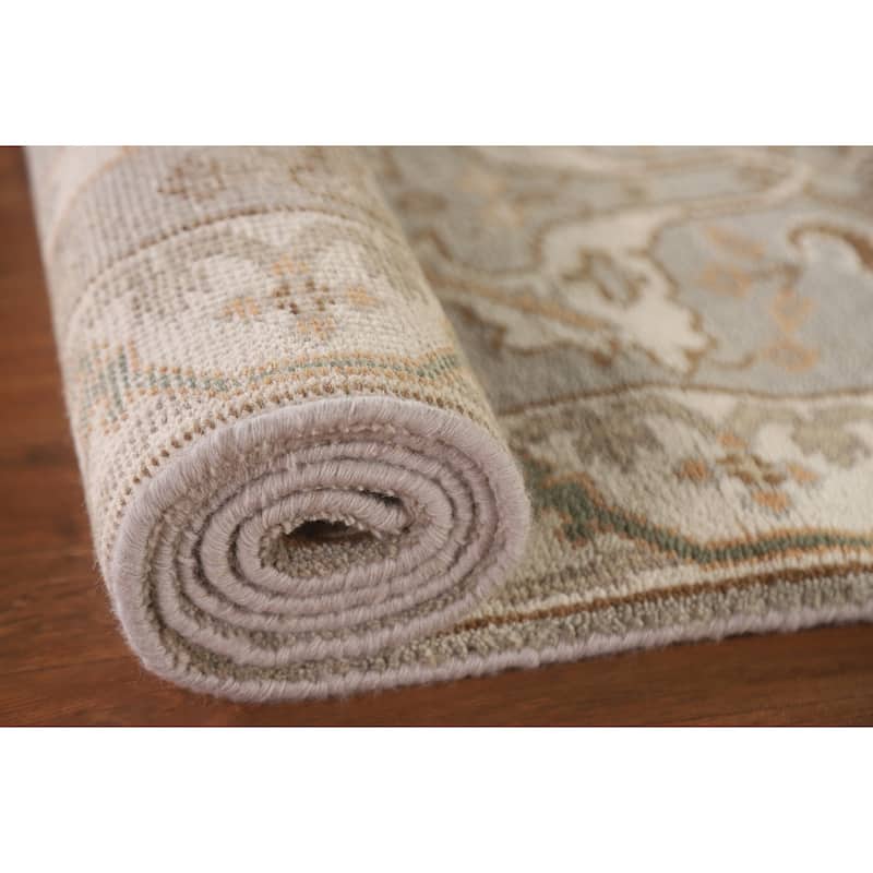 All-Over Oushak Oriental Runner Rug Handmade Wool Carpet - 2'7"x 15'6"