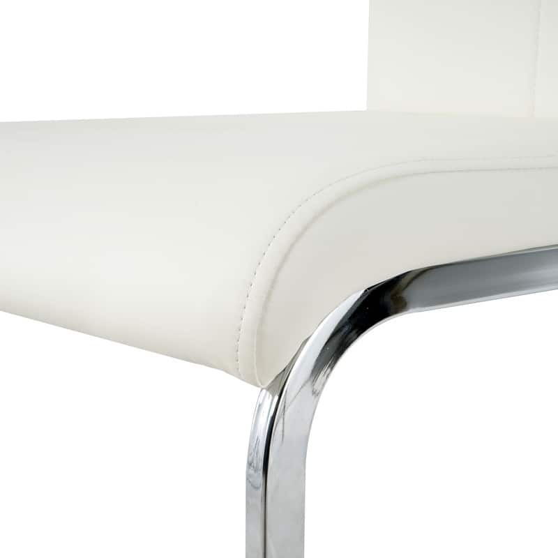 Modern Dining Room Chairs with Faux Leather Padded Seat and Chrome Metal Legs（Set of 2）