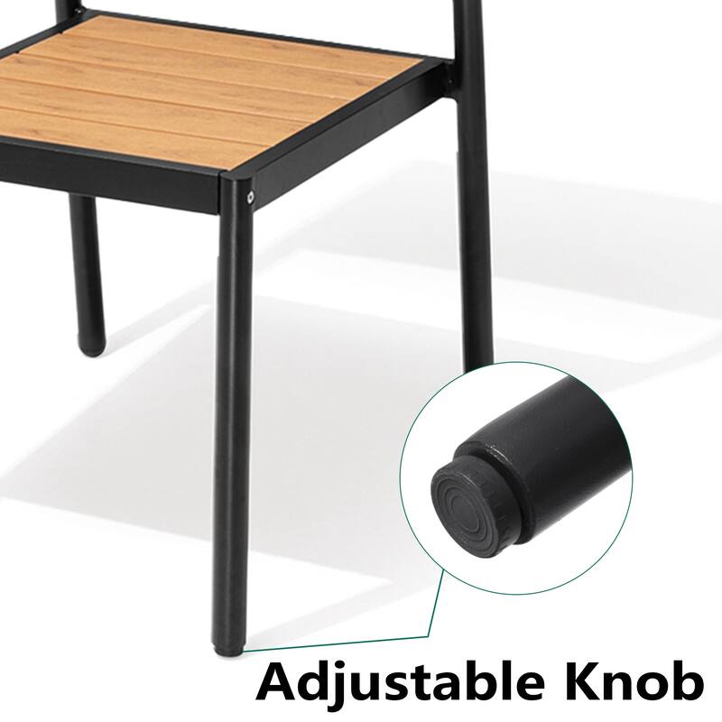 7-Piece Outdoor Aluminum Rectangular Dining Table with Stackable Chairs