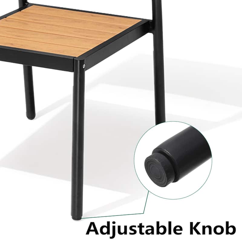 VredHom 7/9-Piece Outdoor Patio Aluminum Dining Table with Stackable Chairs Umbrella Hole