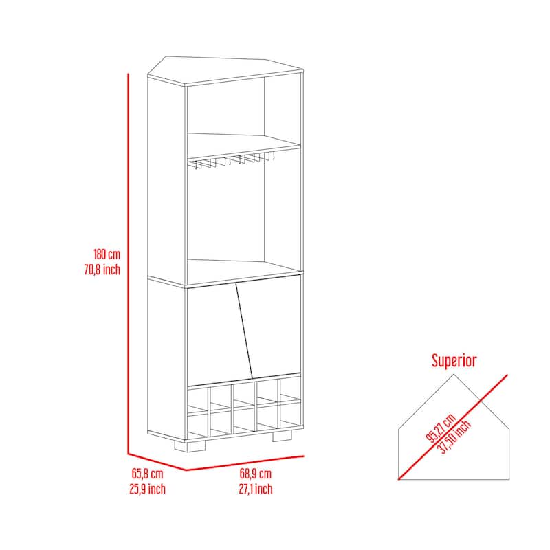 Corner Bar Cabinet for Living Room, Dark Oak / Pine