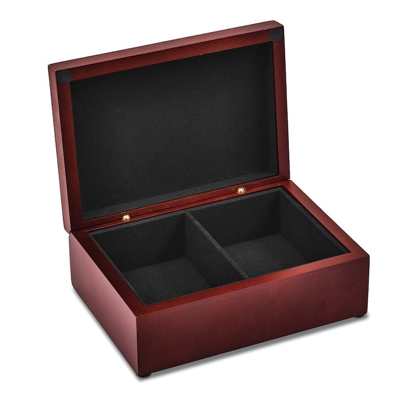 Curata Mahogany Finish with Engraving Plate Felt Lined Wooden Keepsake Chest