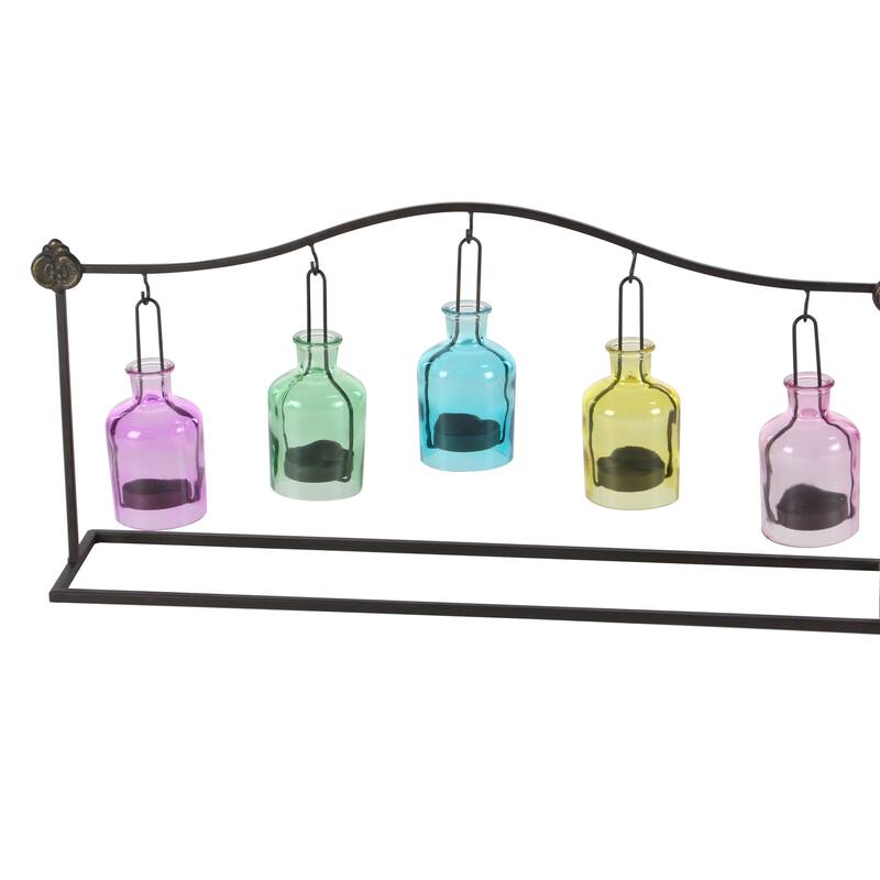 Multi Colored or Black Metal Hanging Bottle Decorative Indoor Outdoor Candle Lantern