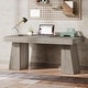 preview thumbnail 13 of 26, 55 Inches Brown Wood Large Executive Desk for Home Office