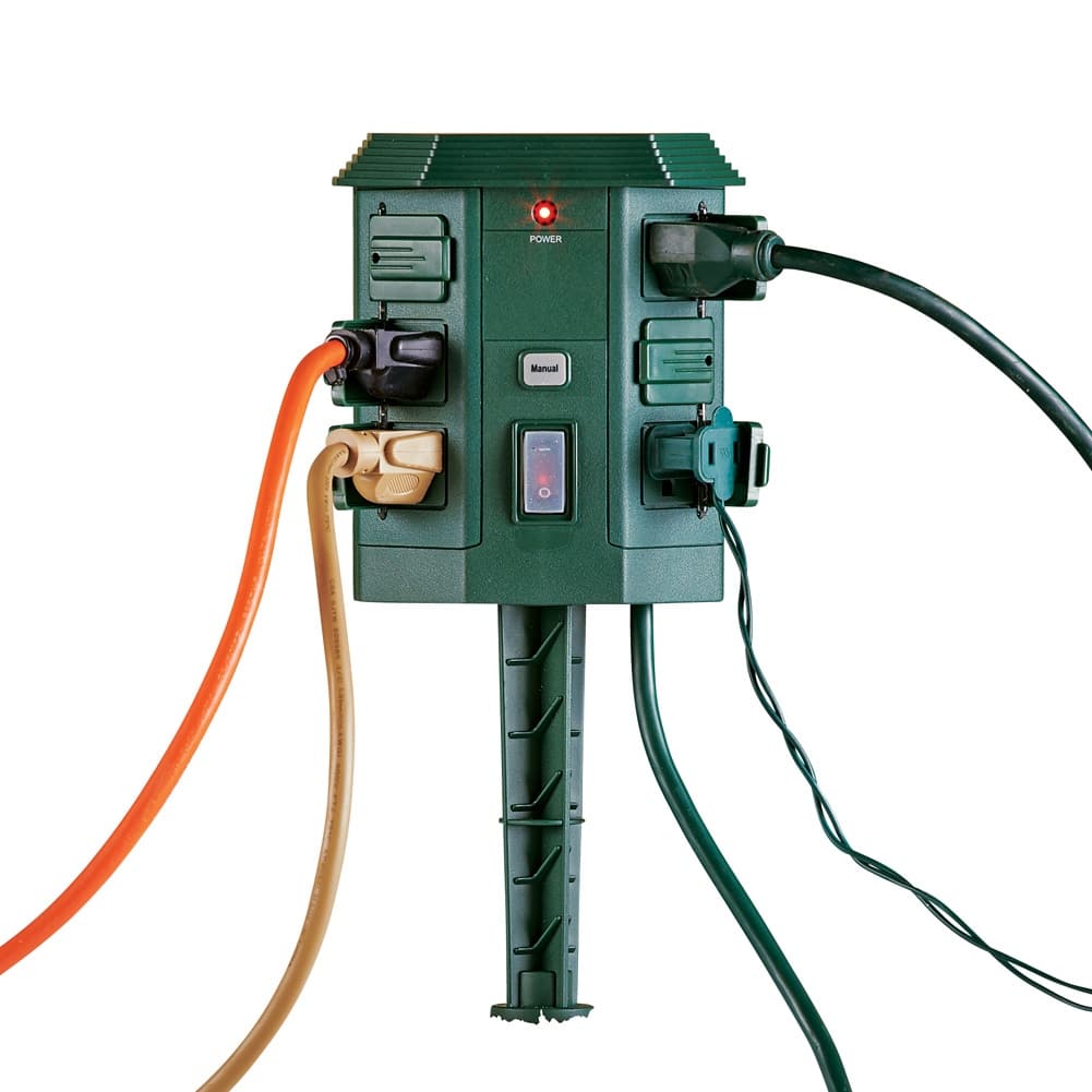 6 Outlet Outdoor Power Stake with Remote - 8.400 x 6.200 x 5.400