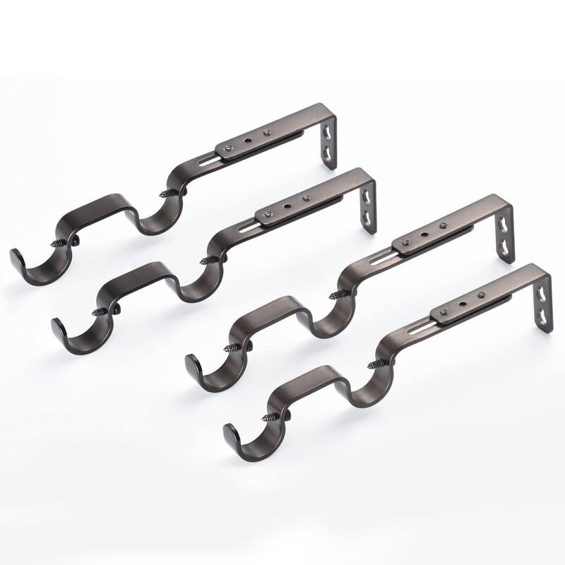 Lumi 1 in. & 3/4 in. Dia. Double Curtain Rod Bracket (4-Pack)