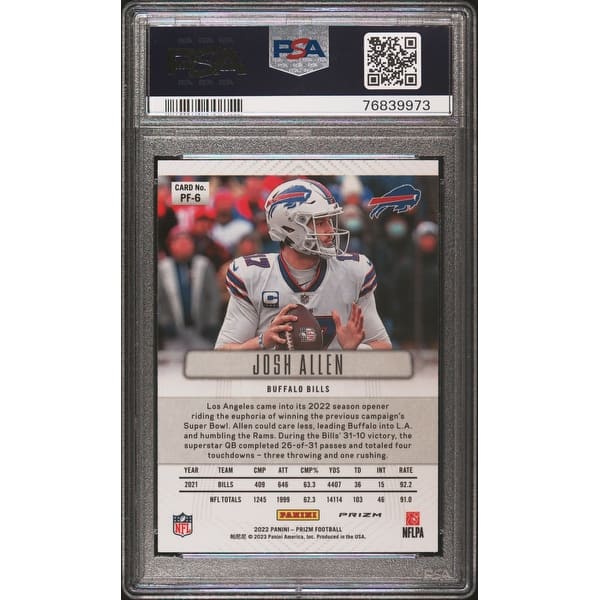 Josh Allen 2022 Panini Prizm Flashback Football Card #PF6 Graded PSA 10 - Black - 8'6" x 11'6" - Bed Bath & Beyond - 40991019 Josh Allen 2022 Panini Prizm Flashback Football Card #PF6 Graded PSA 10 - Black - 8'6" x 11'6" - Bed Bath & Beyond - 40991019