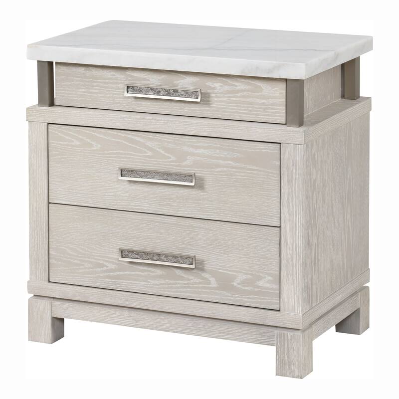 Furniture of America Nansice 3-Piece Weathered Grey Wood Panel Bedroom Set with LED Headboard