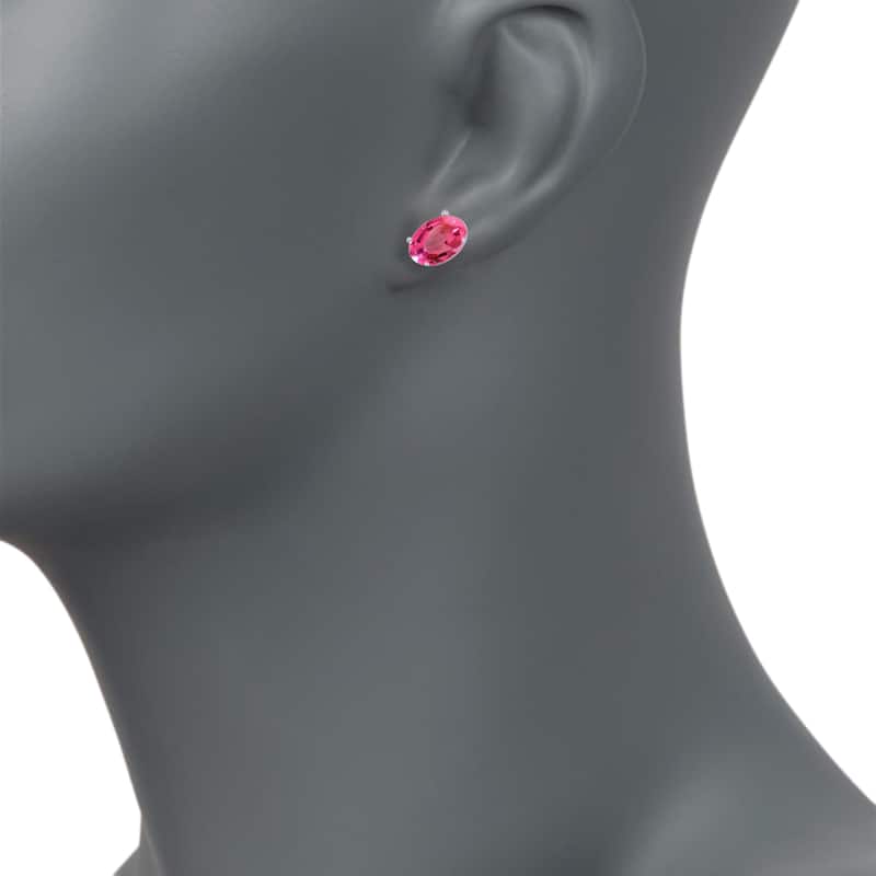 Sterling Silver 8x6 Oval Genuine Gemstone Birthstone Stud Earrings