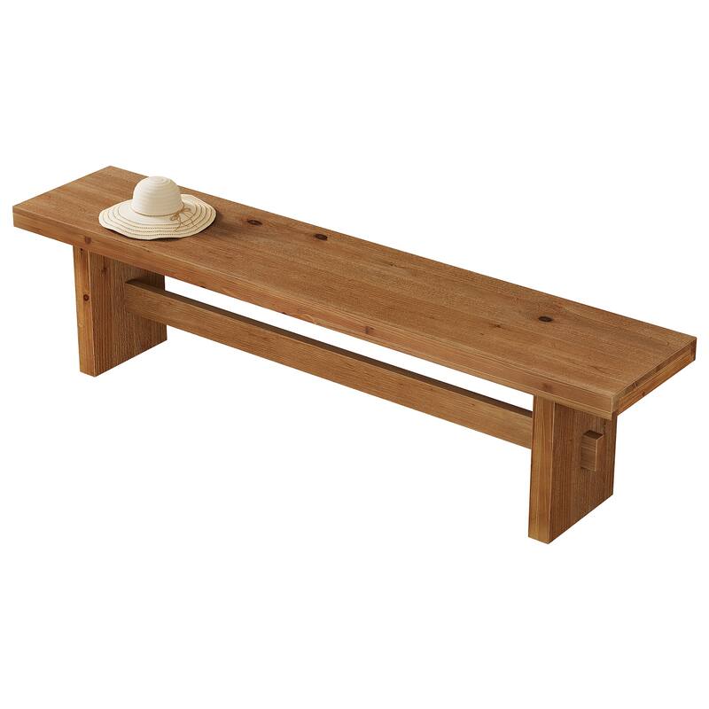Solid Wood Bench, 63" End of Bed Bench, Extra Long Dining Benches for Bedroom, Dining Room, Kitchen, Foyer