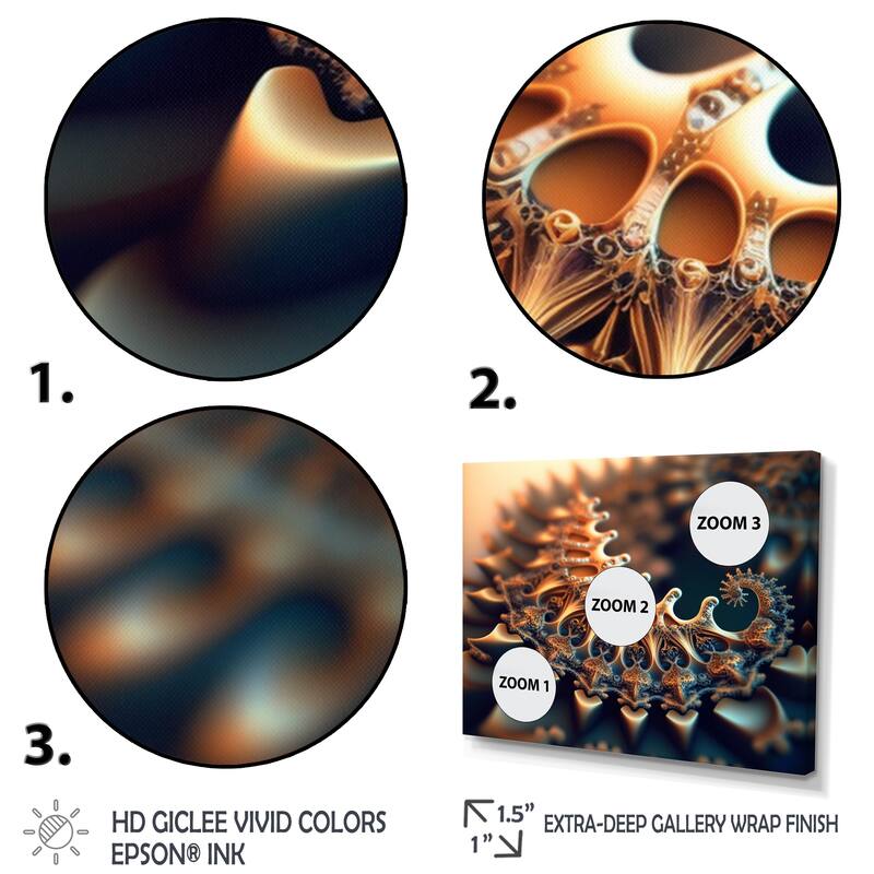Designart "Fractal Infinity In Gold I" Modern Geometric Canvas Wall Art