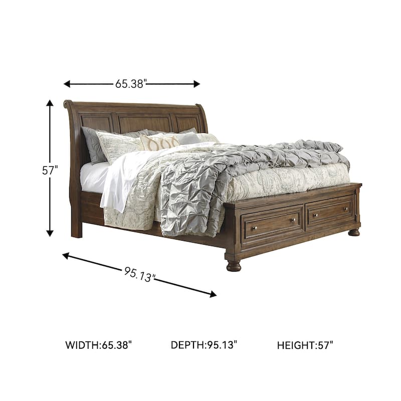 Flynnter Medium Brown Sleigh Storage Bed.