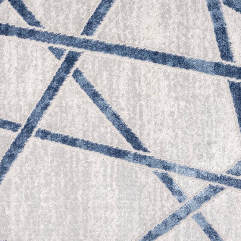 Abani Atlas Collection ATL130A Criss Cross Lines Blue Grey Area Rug