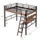 preview thumbnail 4 of 5, Metal Twin/Full Size Loft Bed with Built-in Desk, Storage Shelf and Ladder, Black