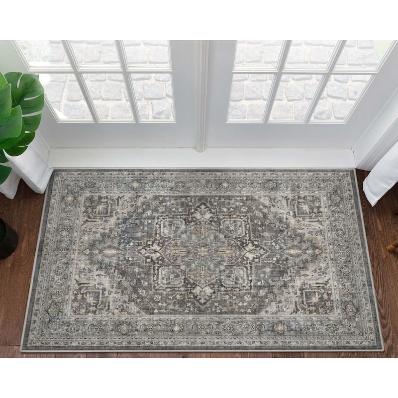 Well Woven Apollo Tirana Medallion Flat-Weave Area Rug - 3' 3" x 5' - Dark Grey - Rectangle