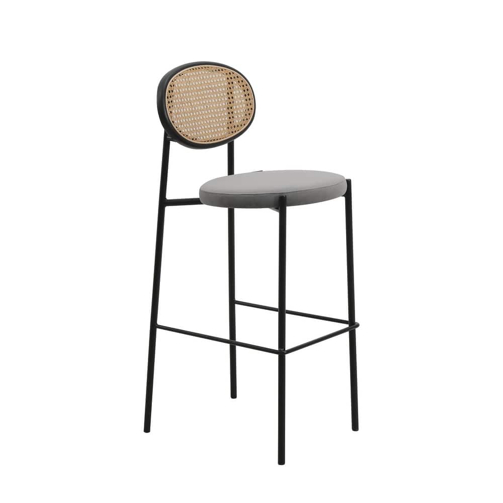 LeisureMod Euston Modern Wicker Bar Stool with Powder Coated Steel Frame - 42"