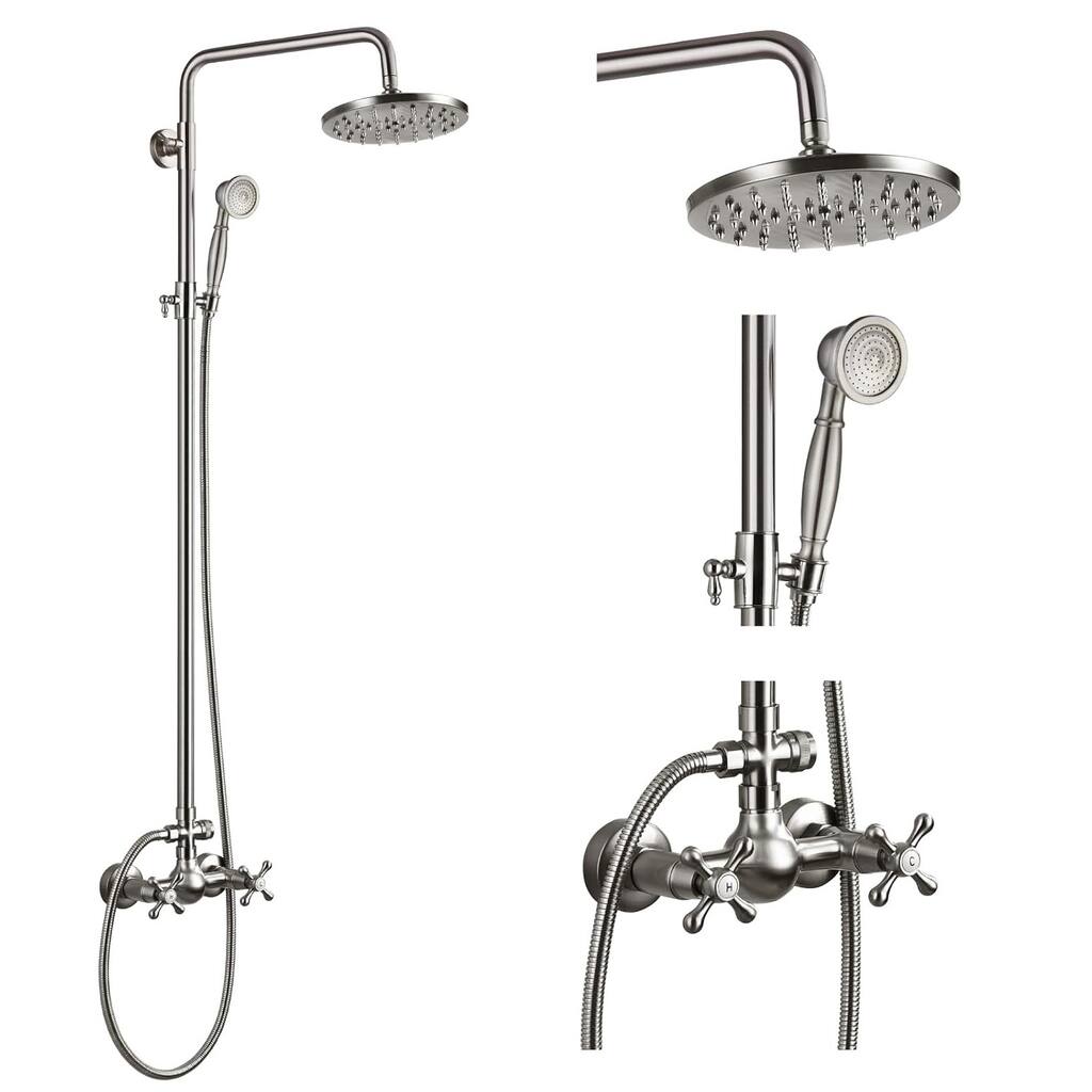 Exposed Bathroom Shower Faucet Set Shower Fixtures 8-inch Rainfall Shower Head