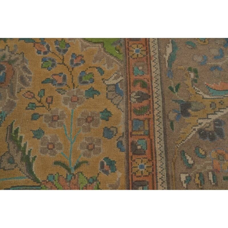 Hand Knotted Oriental 100% Wool Carpet Traditional Floral Oranges & Rust Tabriz Area Rug - 12' 7'' X 9' 7''
