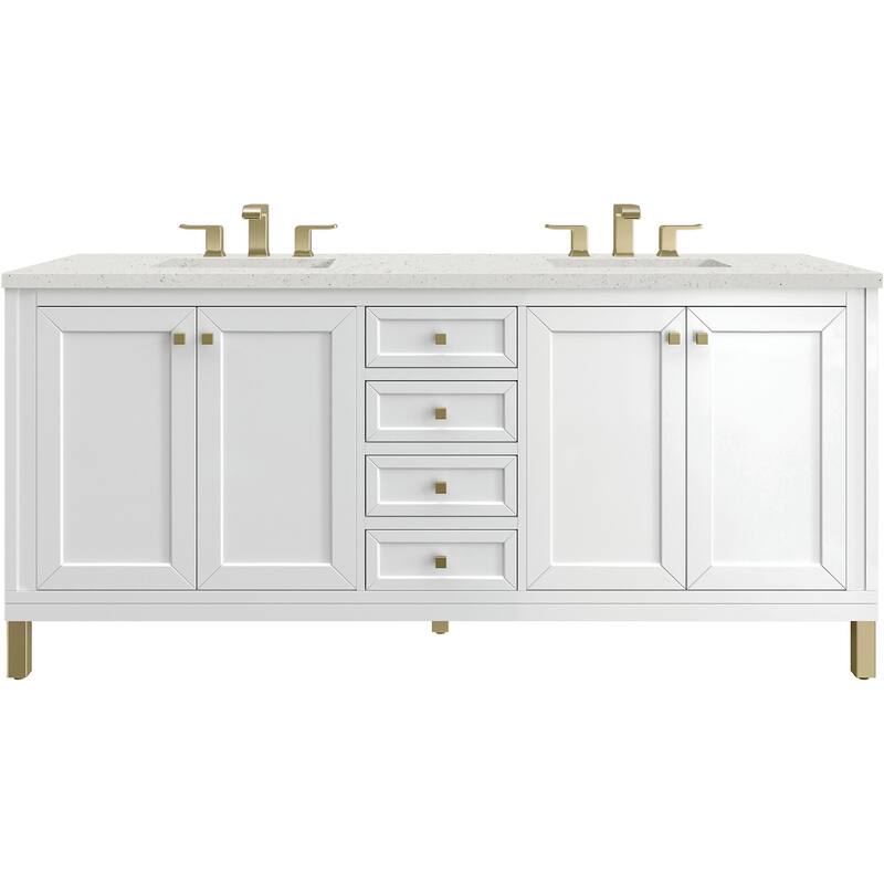 James Martin Vanities 503-V72-3LDL Chicago 72" Free Standing Double - Glossy White