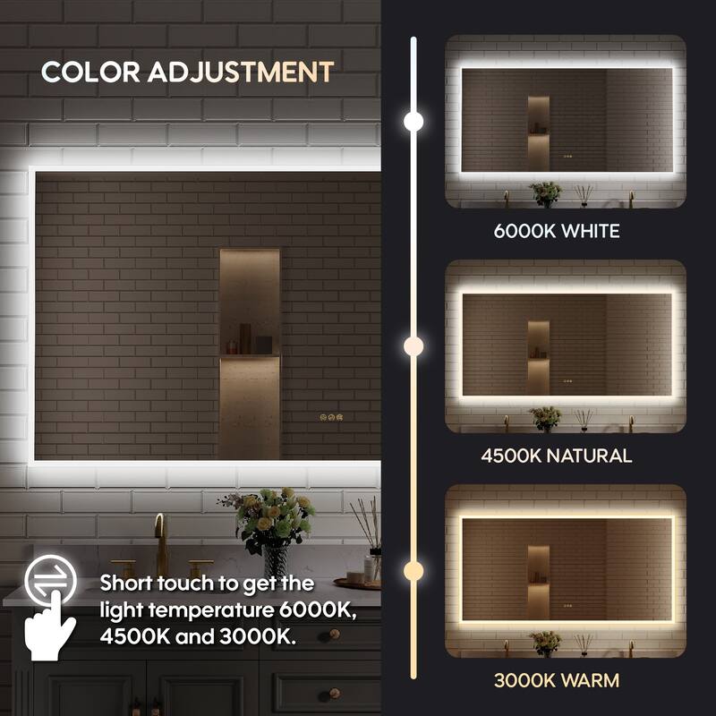 Modern Wall Mounted LED Bathroom Frontlit/Backlit Mirror With PMMA Diffuser