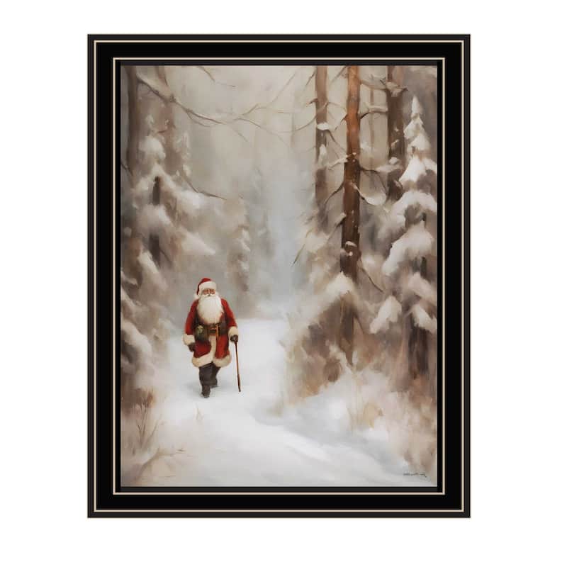 HomeRoots Santa's Winter Stroll Black Framed Wall Art