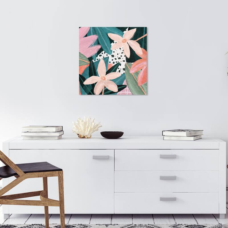 Wynwood Studio Canvas Floral and Botanical Nature s Foliage Pink and Modern & Contemporary Wall Art Canvas Print - 20 x 20
