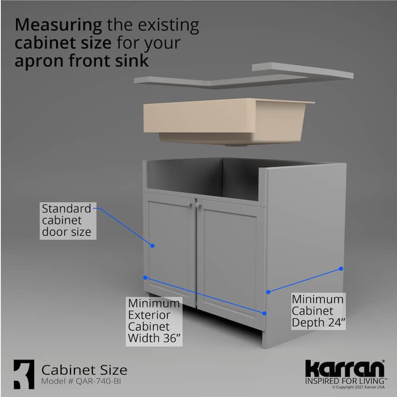 Karran Retrofit Farmhouse Quartz Single Bowl Kitchen Sink Kit