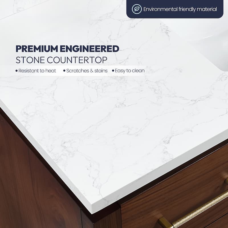 San Single Bath Vanity with Composite Stone Top without Mirror