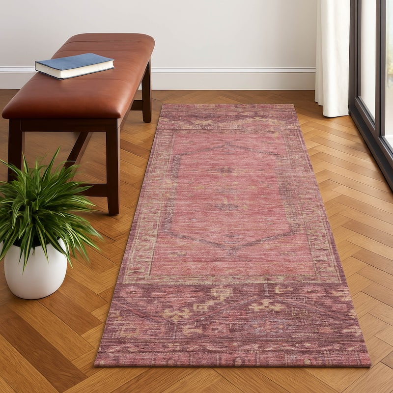 Premium Washable Super Soft Traditional Global Mayfield Rug - Blush - 2'3" x 7'6"