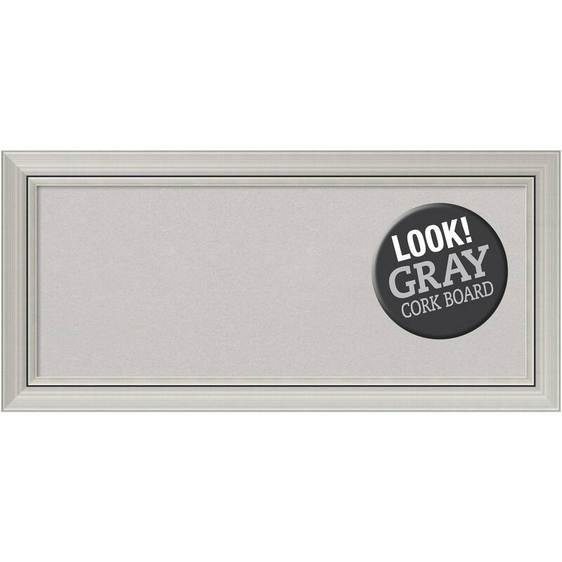 Framed Grey Cork Board, Romano Silver