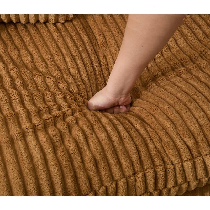 127" Large Corduroy Upholstered L-Shape Modular Sectional Sofa with 10 Pillows, High-Resilience Foam, No Assembly Required聽