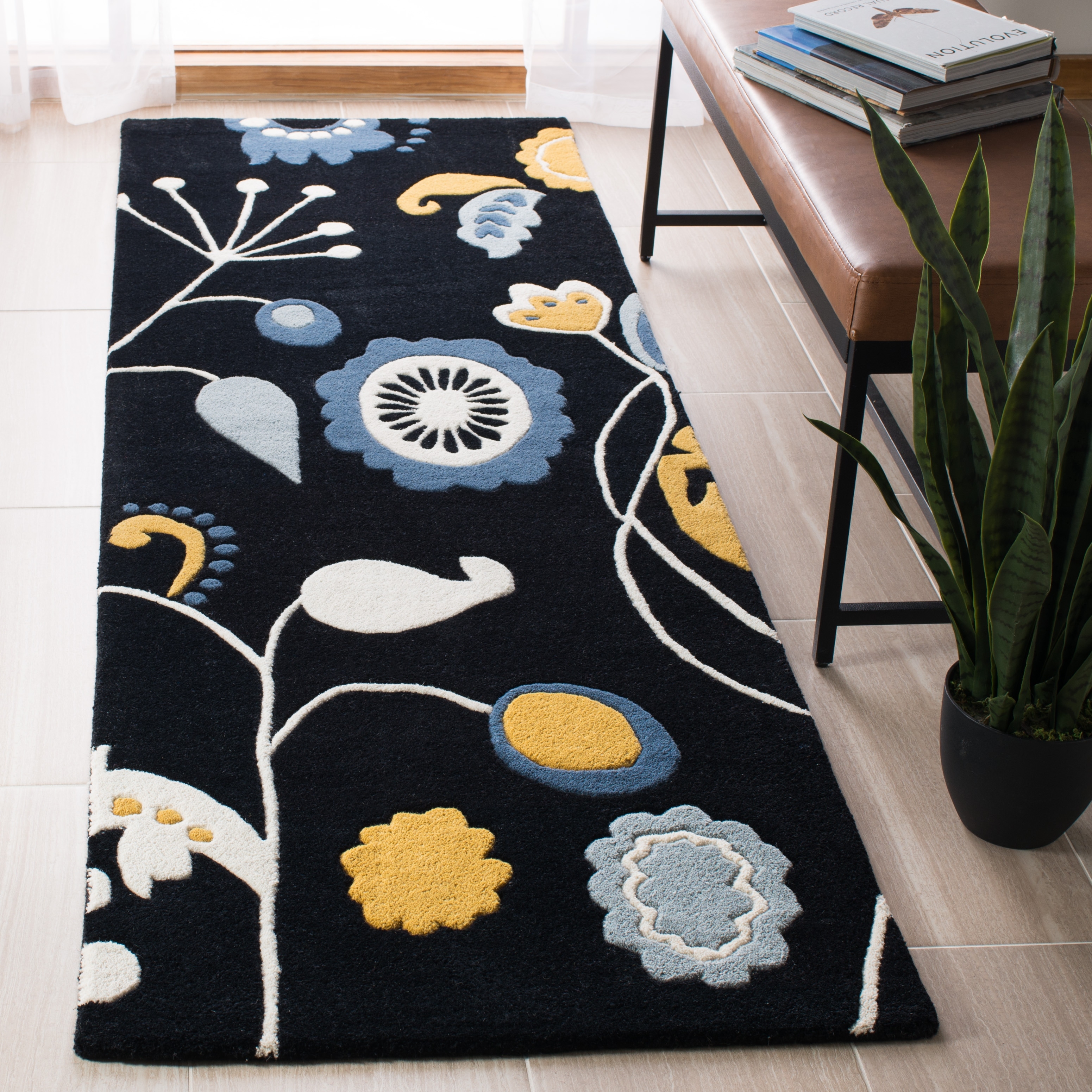 Safavieh Blossom Christiana 8 x 8 Wool Blue Round Indoor Floral/Botanical  Bohemian/Eclectic Area Rug in the Rugs department at