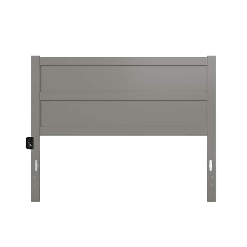 Queen Size Solid Wood Panel Headboard with Clean Modern Styling, Soft Grey Finish for Bedroom Beds