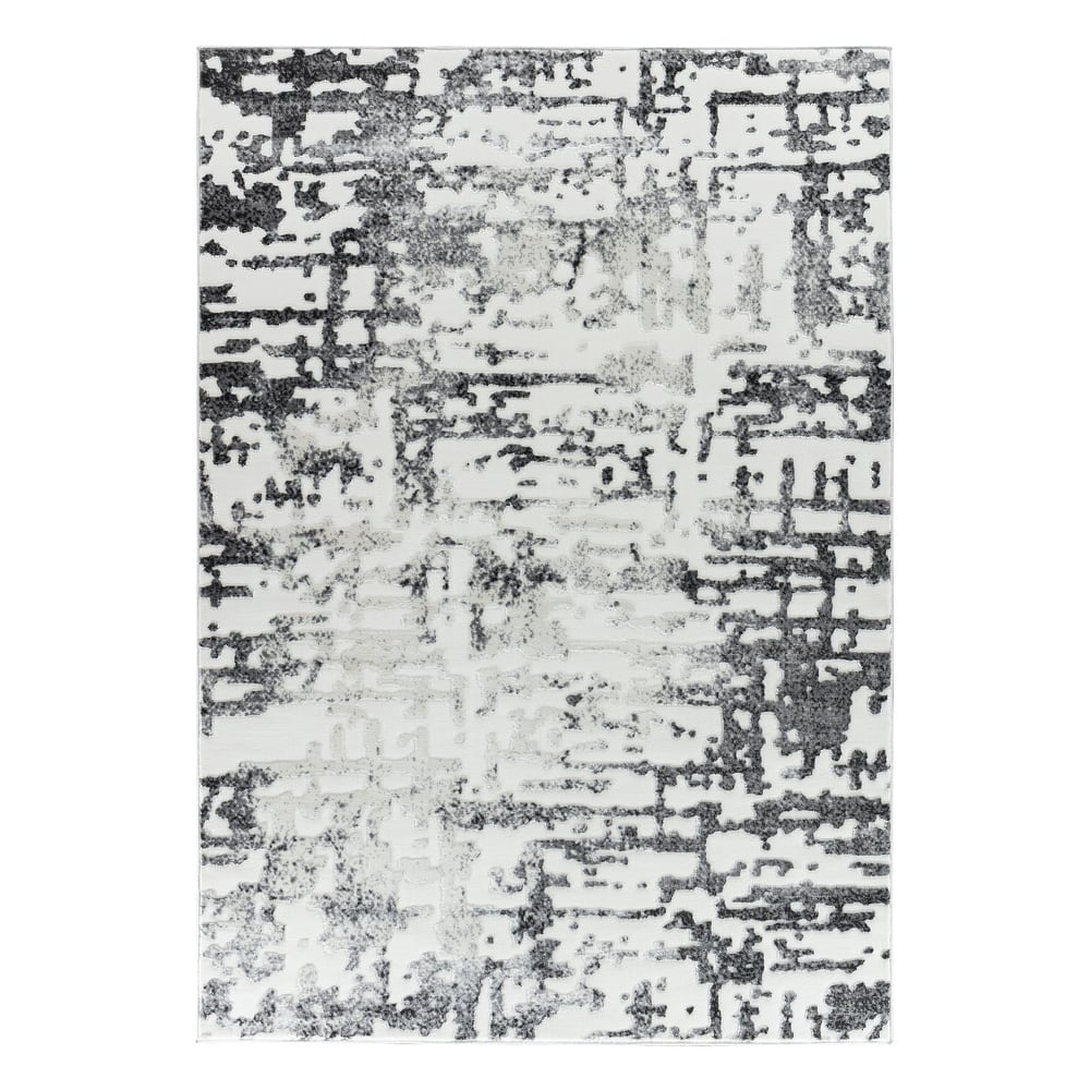 Petra Collection Grey/White Abstract Area Rug