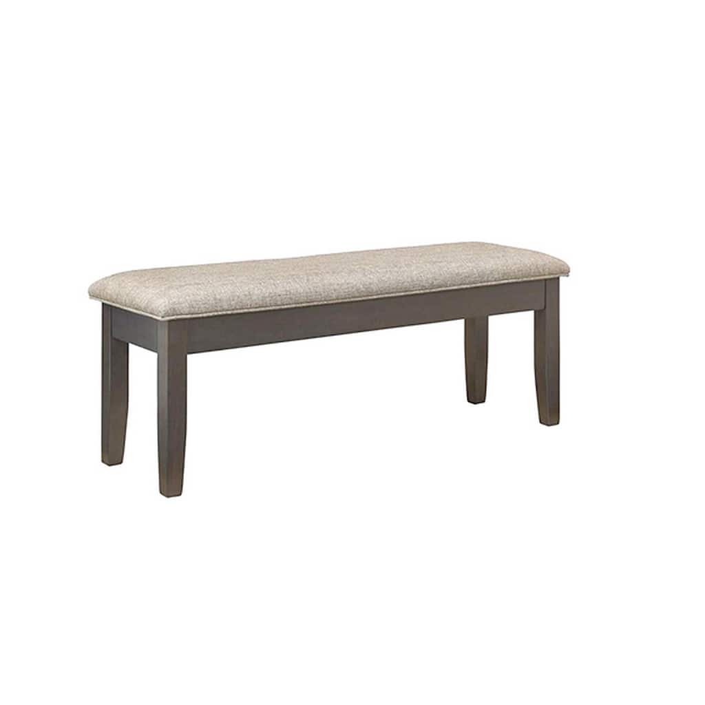 Dylan 48 Inch Bench, Brown Wood Frame, Gray Fabric Upholstered Cushion