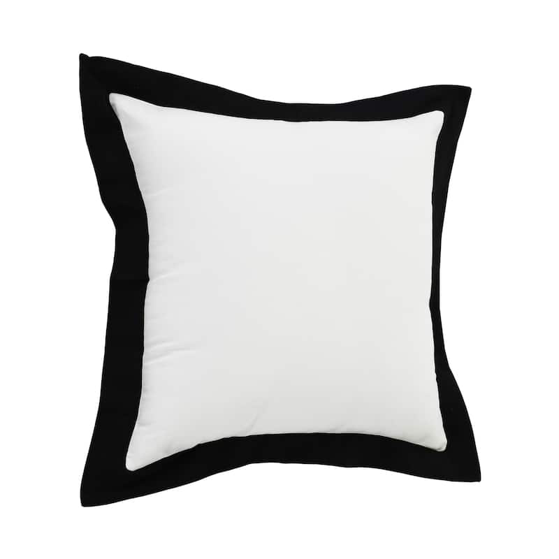 HomeRoots 20" X 20" White And Black 100% Cotton Geometric Zippered Pillow
