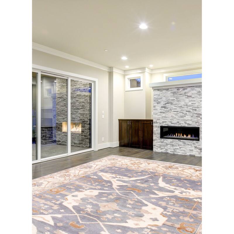 ECARPETGALLERY Hand-knotted Royal Oushak Dark Grey Wool Rug - 9'0 x 12'0