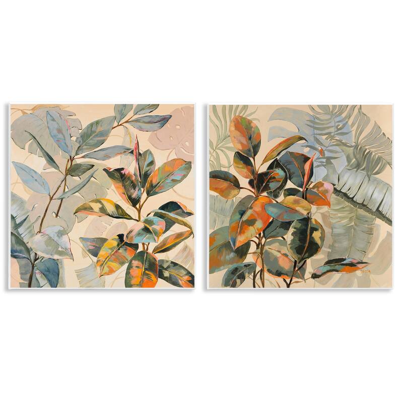 Stupell Neutral Tropical Organics Wall Plaque Art Design By Dusza (Set of 2) - 12 x 12