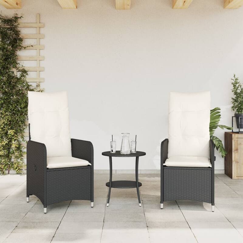 vidaXL Reclining Patio Chair with Cushions Outdoor Seat Furniture Poly Rattan
