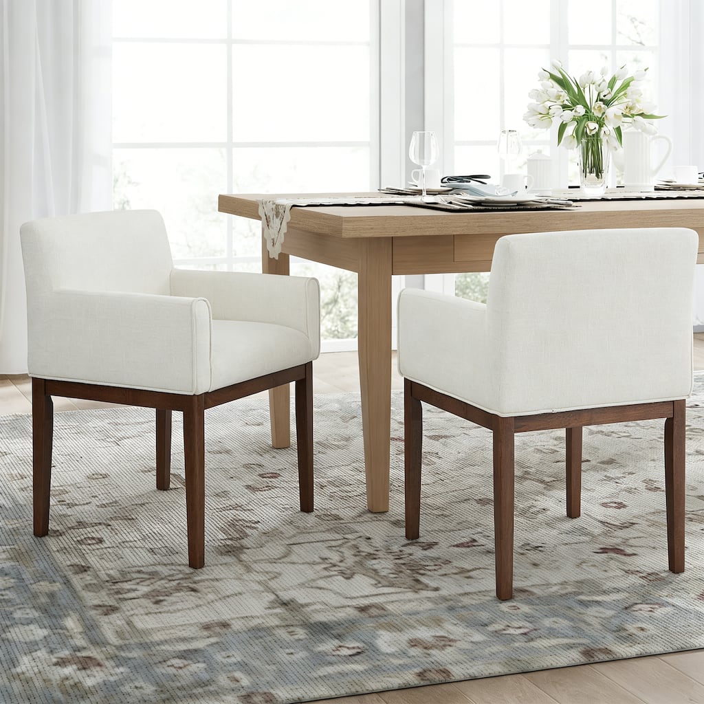 Christopher Knight Home - Elara Modern Upholstered Dining Arm Chair with Rubberwood Legs - Fabric Padded Seat