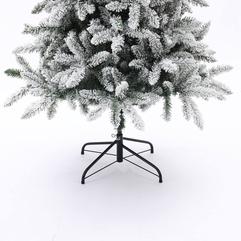 6Ft Artificial Flocked Full Fir Christmas Tree - 73.23" H x 42.52" Diameter