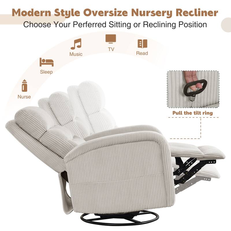 Aemeios Faux Leather Swivel Glider Rocker Manual Recliner