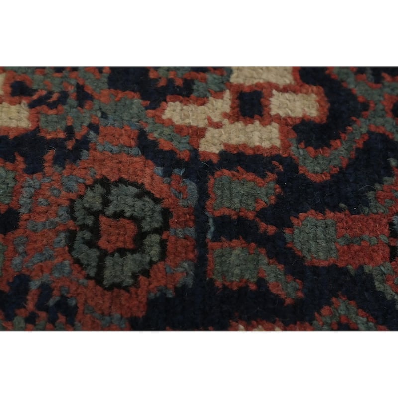 Hand Knotted Oriental 100% Wool Carpet Traditional Geometric Navy Blue & Blues Bakhtiari Area Rug - 13' 4'' X 5' 6''
